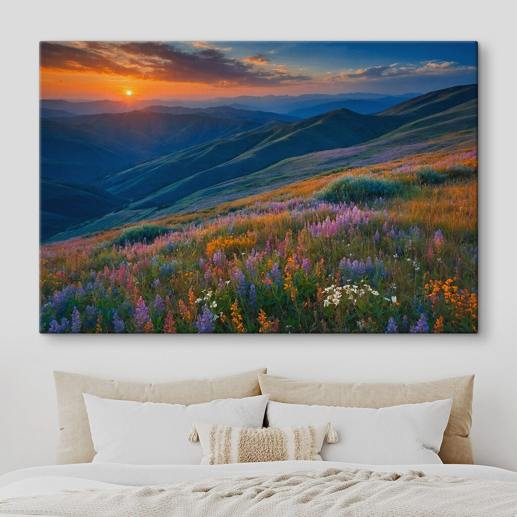 Field of flowers on a mountain