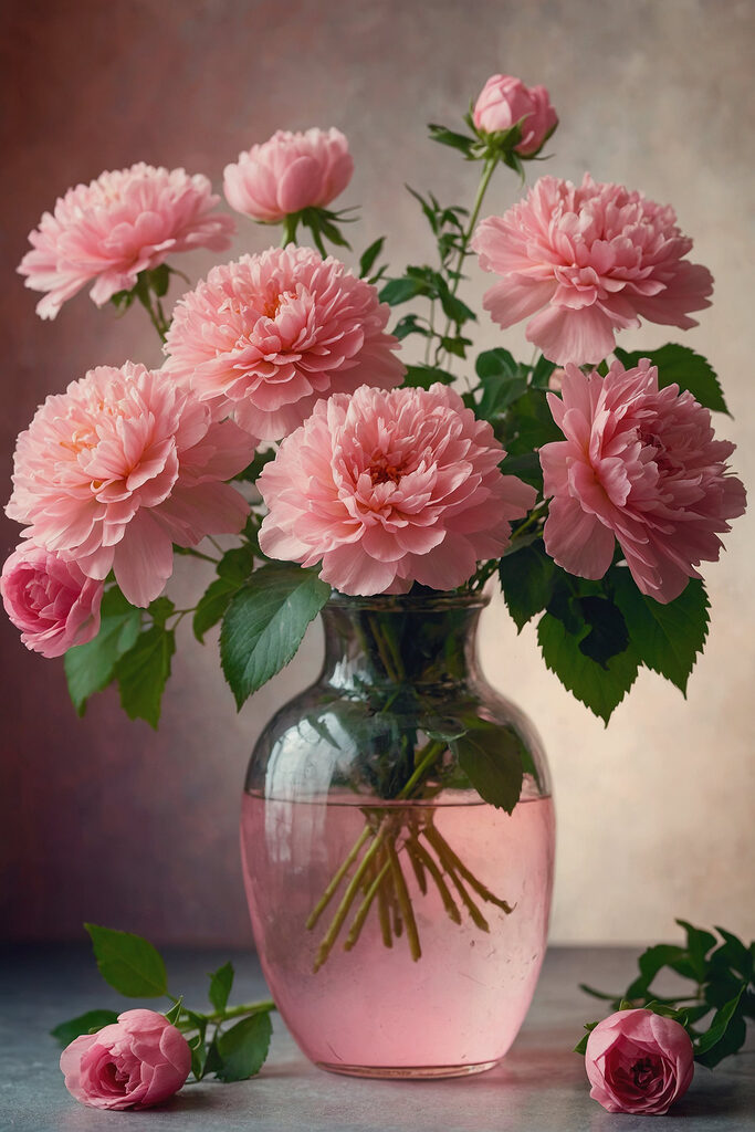 Vase with pink flowers