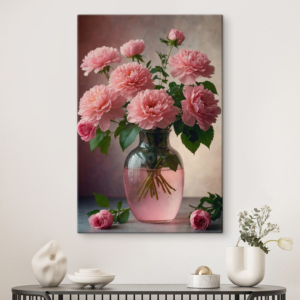 Vase with pink flowers