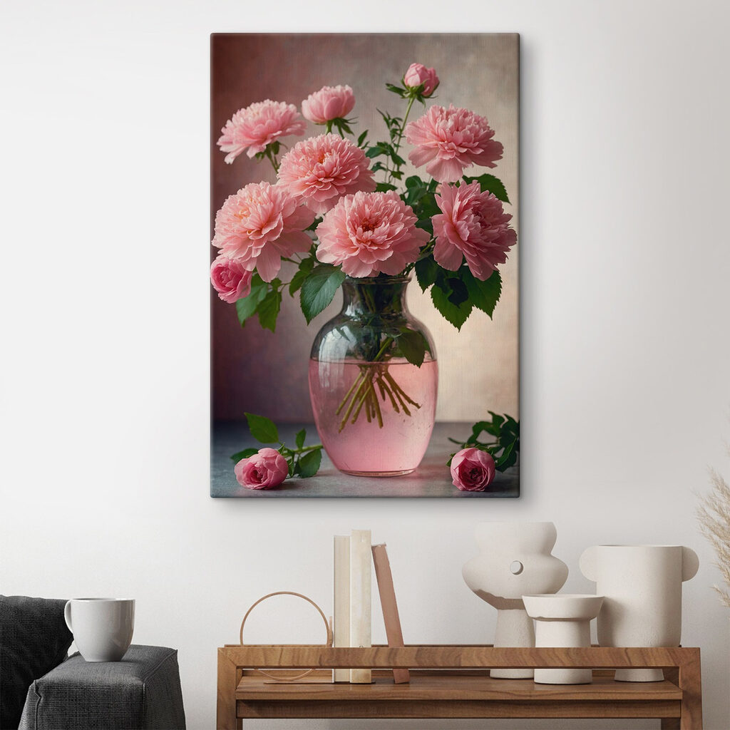 Vase with pink flowers