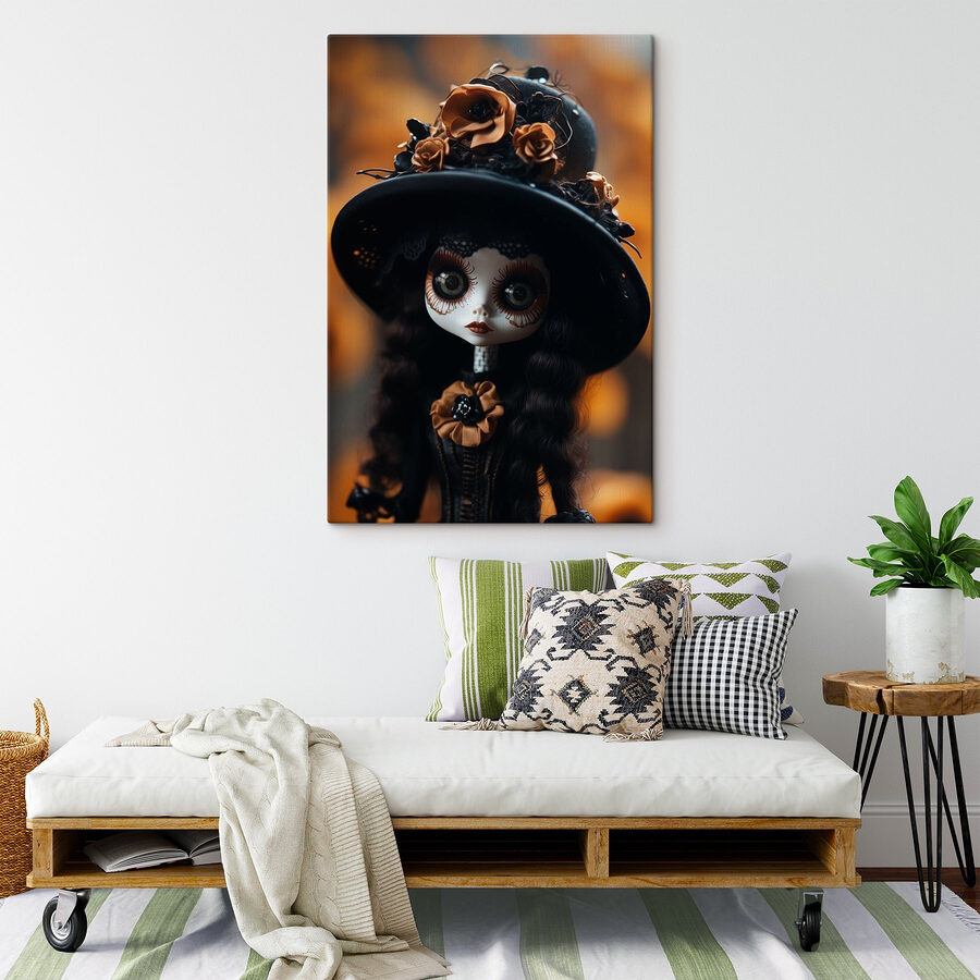 Pop met hoed en bloemen Pop met hoed en bloemen