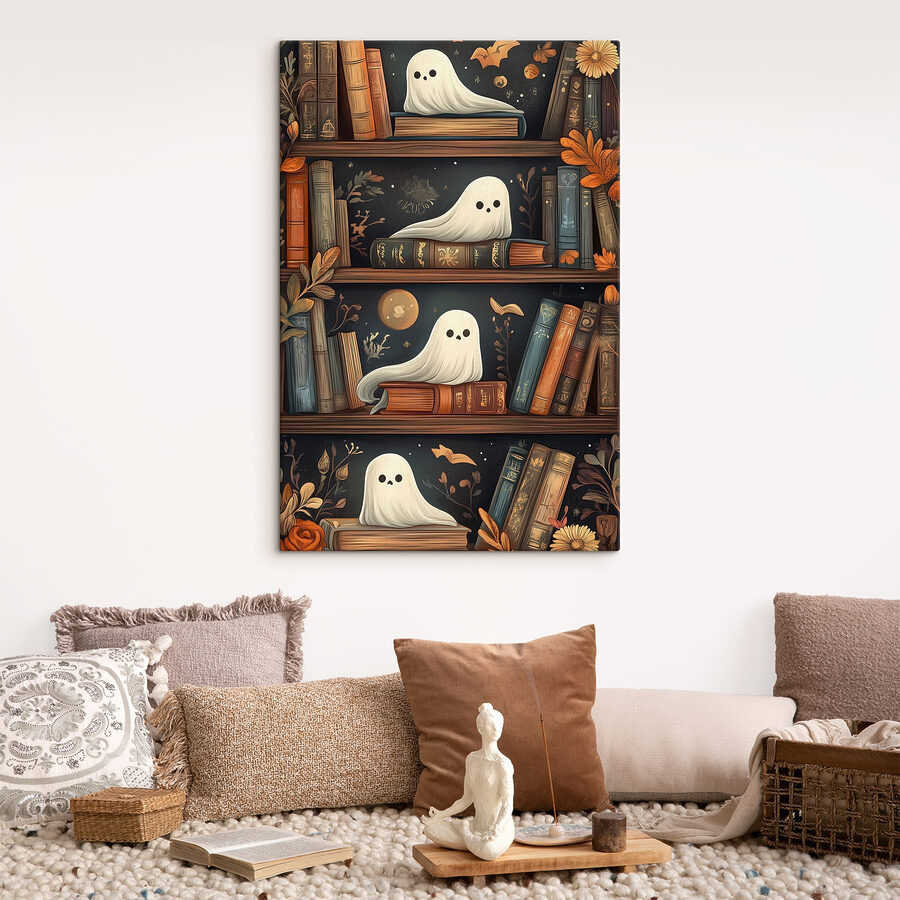 Boekenkast vol boeken met spoken