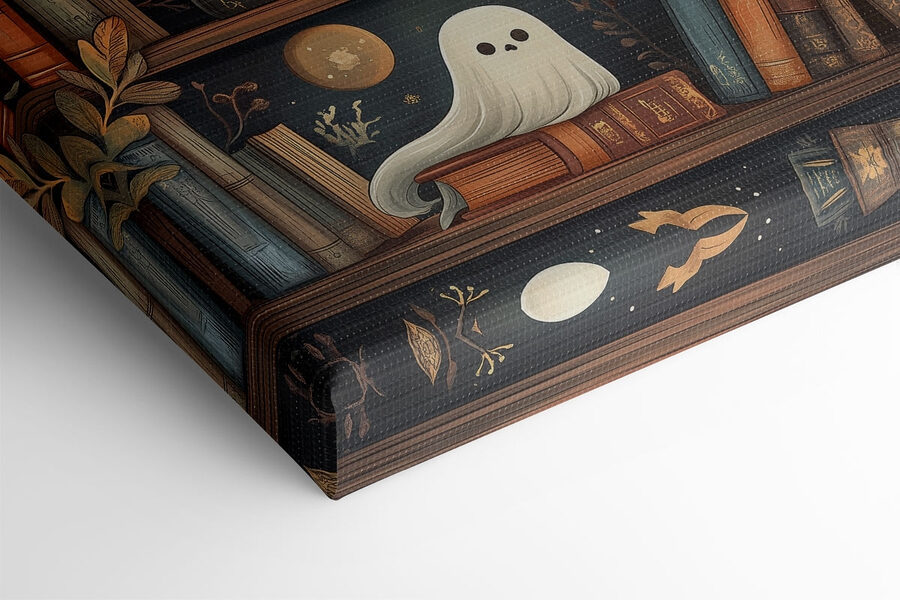 Boekenkast vol boeken met spoken