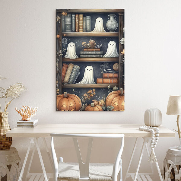 Boekenkast met spoken en boeken Boekenkast met spoken en boeken