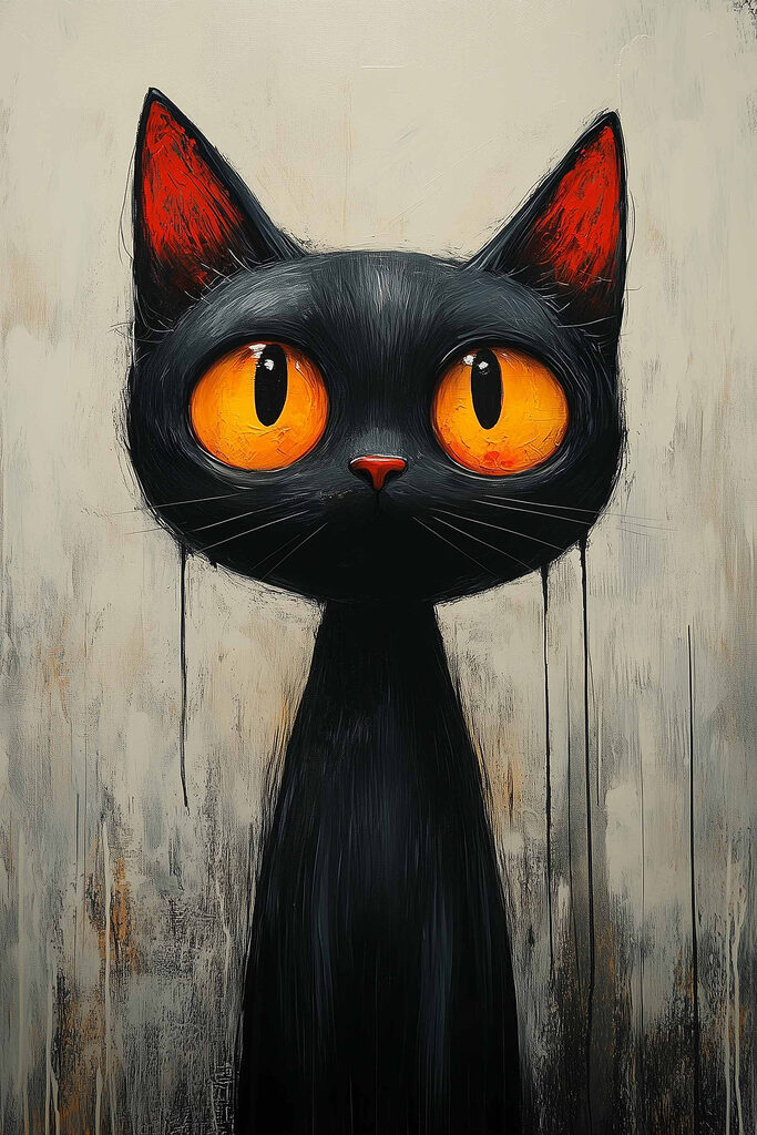 Black cat with orange eyes