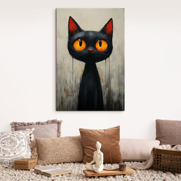 Zwarte kat met oranje ogen Zwarte kat met oranje ogen