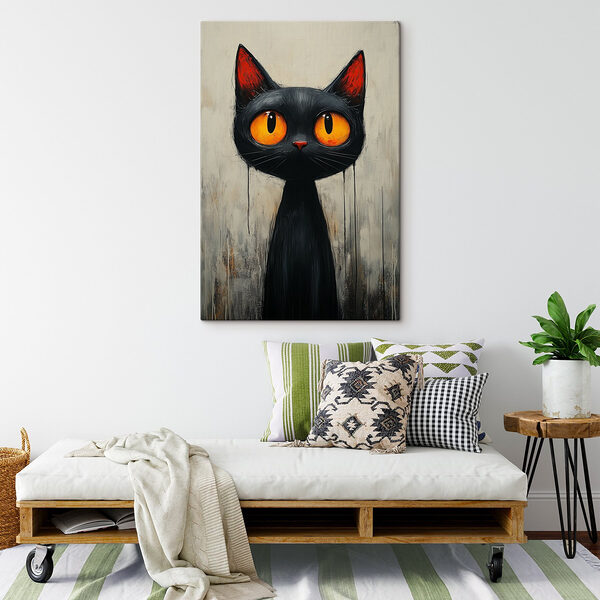 Zwarte kat met oranje ogen Zwarte kat met oranje ogen
