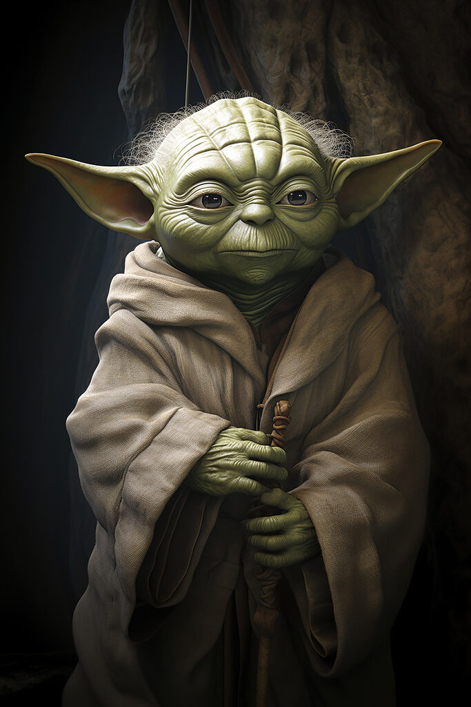 Green character in a robe