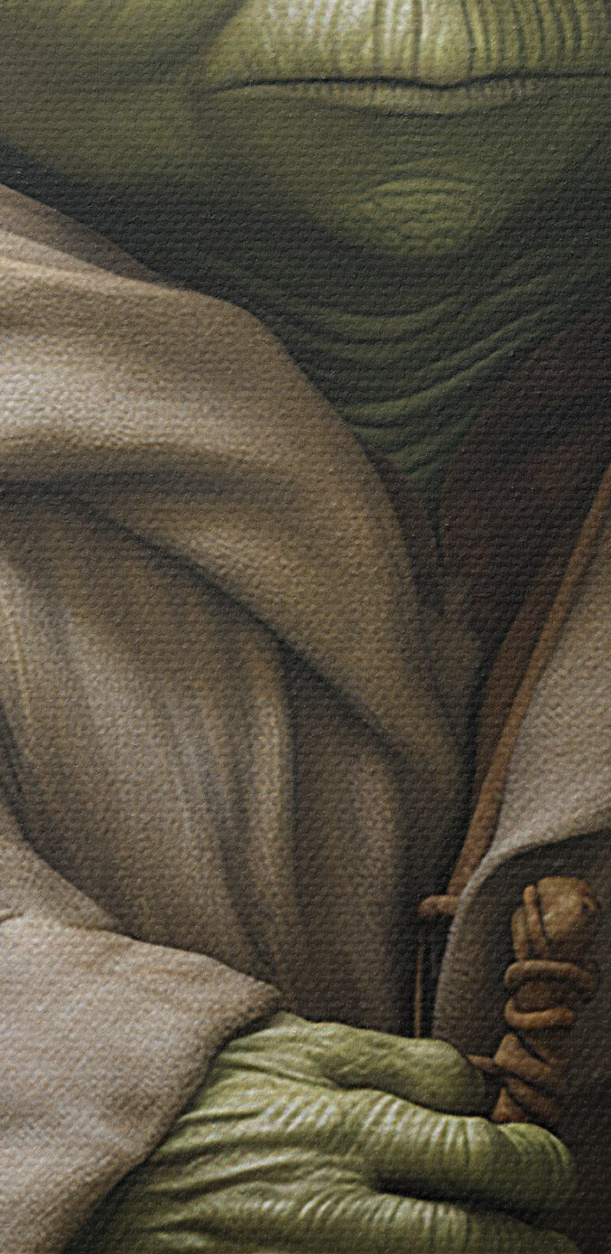 Groen personage in een gewaad
