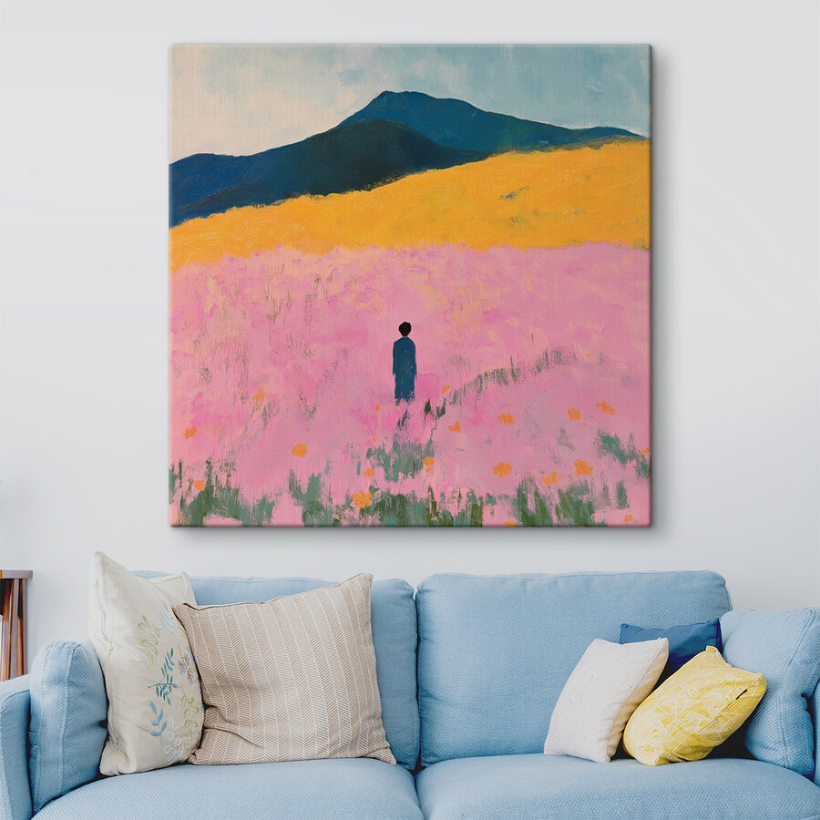 Persoon in een bloemenveld
