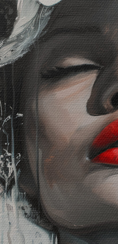 Painting of a woman with flowers on her head