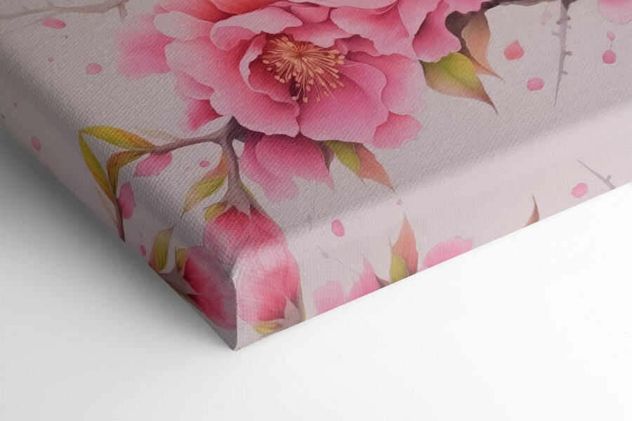 Schilderij van roze bloemen