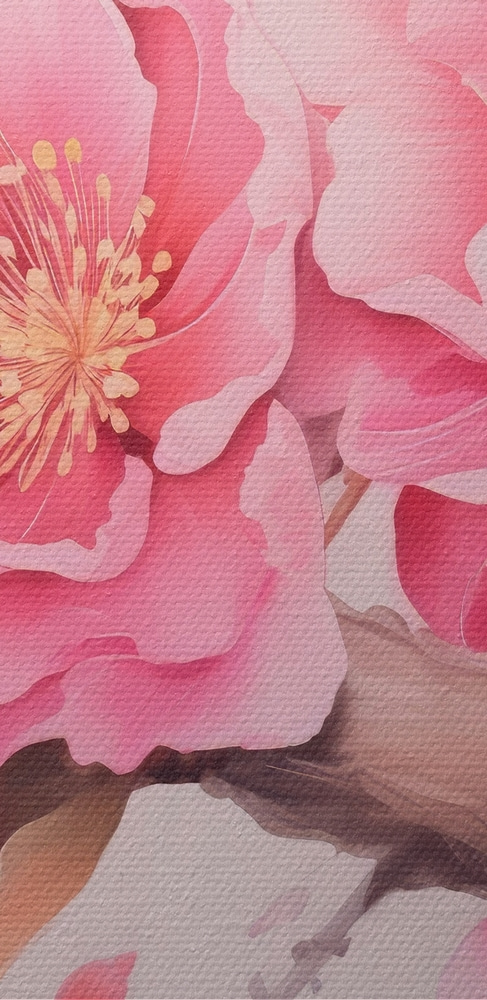 Schilderij van roze bloemen