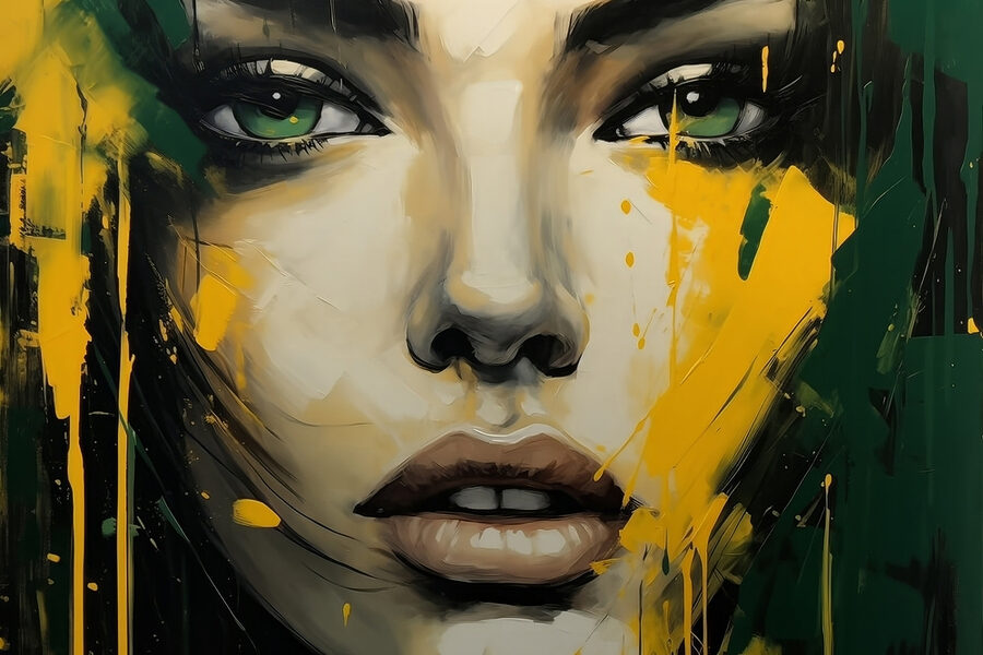 Schilderij van een vrouw’s gezicht Schilderij van een vrouw’s gezicht