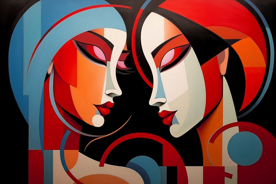 Schilderij van twee vrouwen