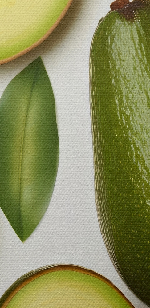 Avocado's en avocado's met bladeren en waterdruppels