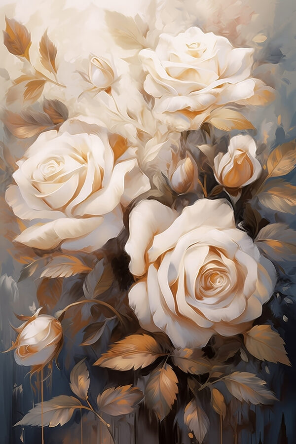 Schilderij van witte rozen Schilderij van witte rozen