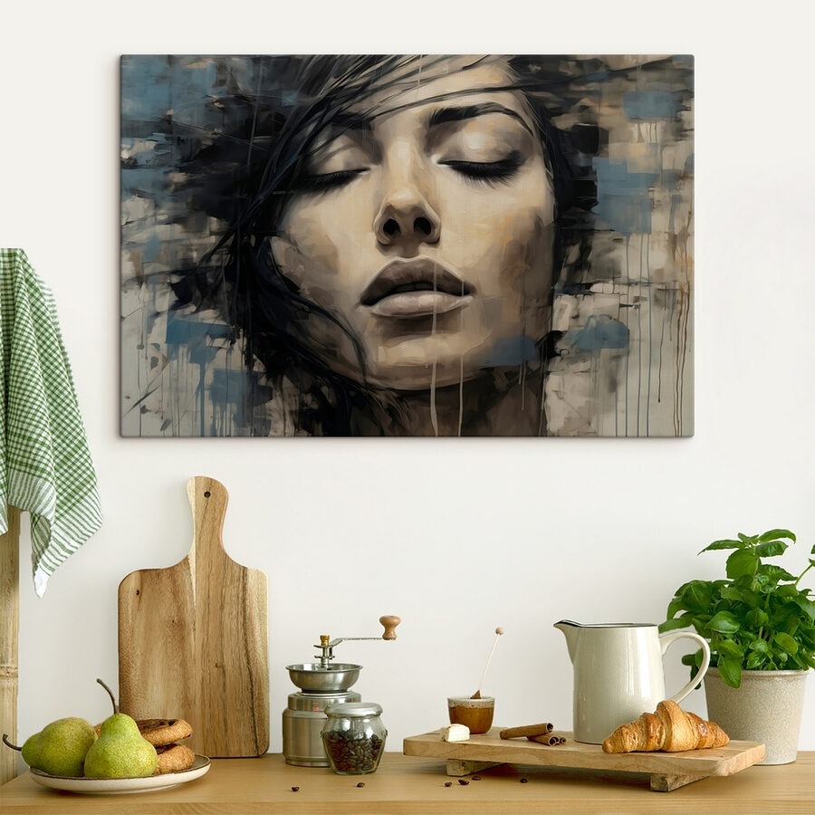 Schilderij van een vrouw’s gezicht Schilderij van een vrouw’s gezicht