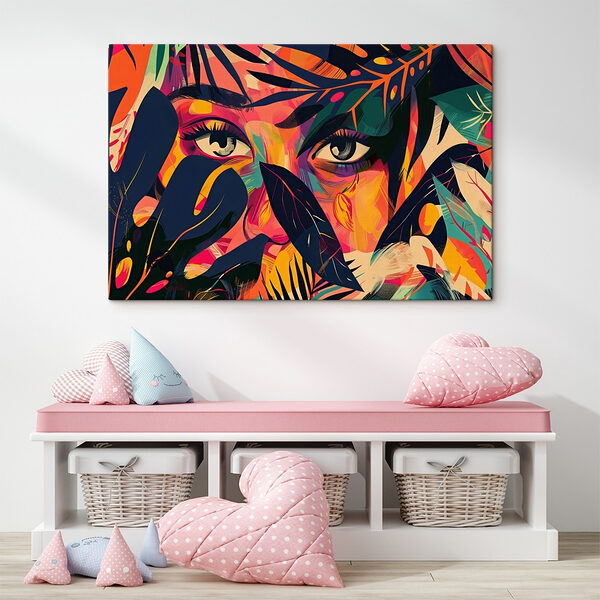 Kleurrijk schilderij van een vrouw’s gezicht Kleurrijk schilderij van een vrouw’s gezicht