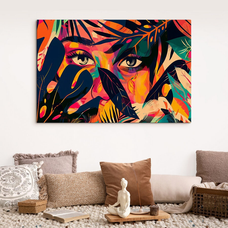 Kleurrijk schilderij van een vrouw’s gezicht Kleurrijk schilderij van een vrouw’s gezicht