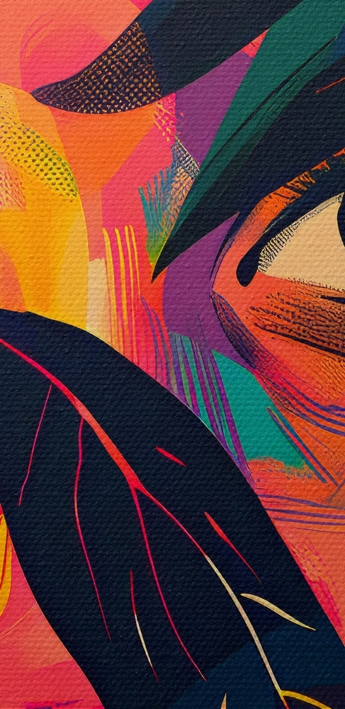 Kleurrijk schilderij van een vrouw’s gezicht Kleurrijk schilderij van een vrouw’s gezicht