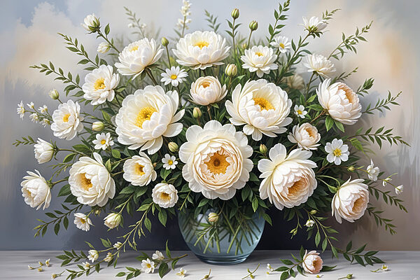Vaas met witte bloemen Vaas met witte bloemen
