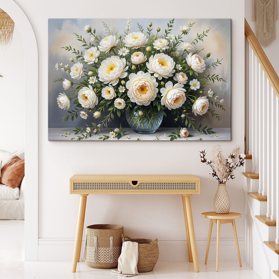 Vaas met witte bloemen