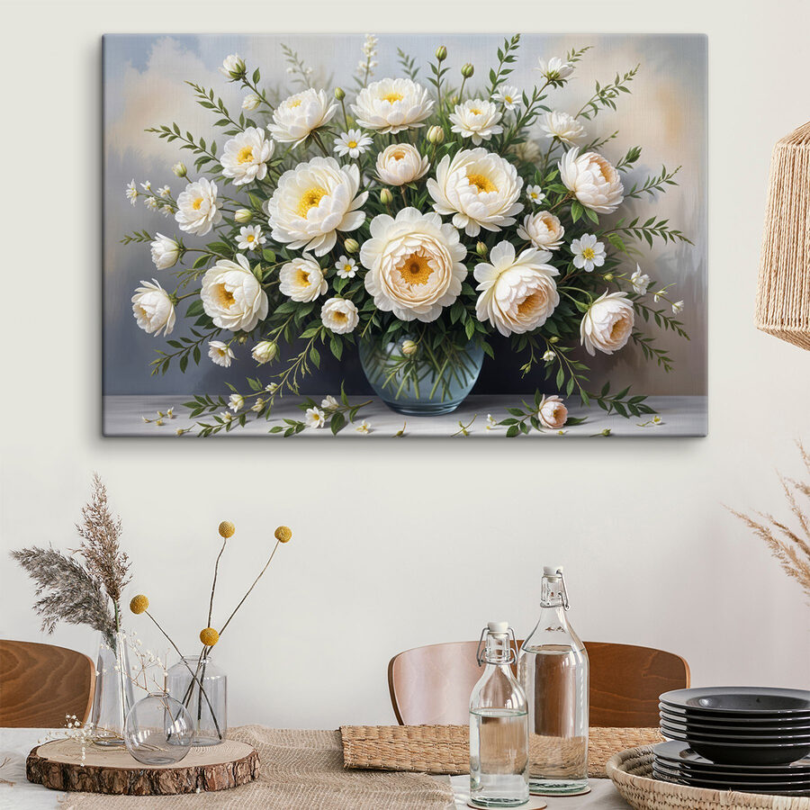 Vaas met witte bloemen