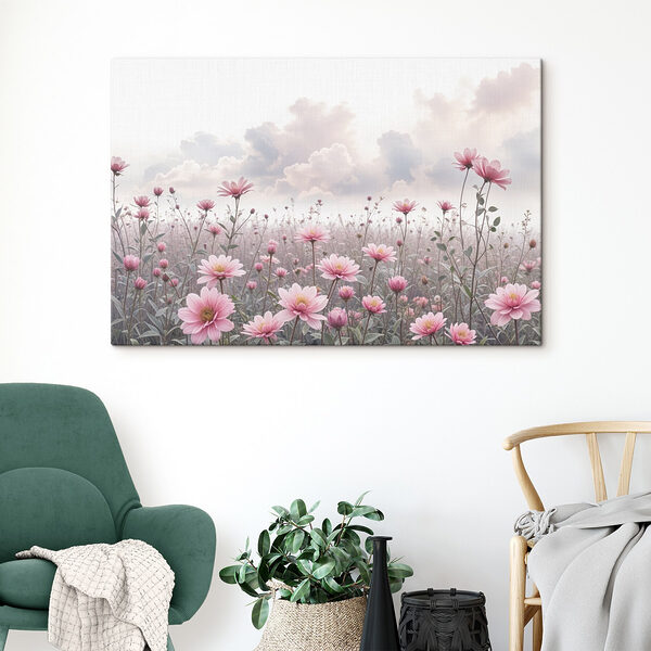 Veld met roze bloemen Veld met roze bloemen
