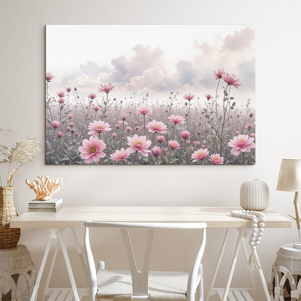 Veld met roze bloemen Veld met roze bloemen