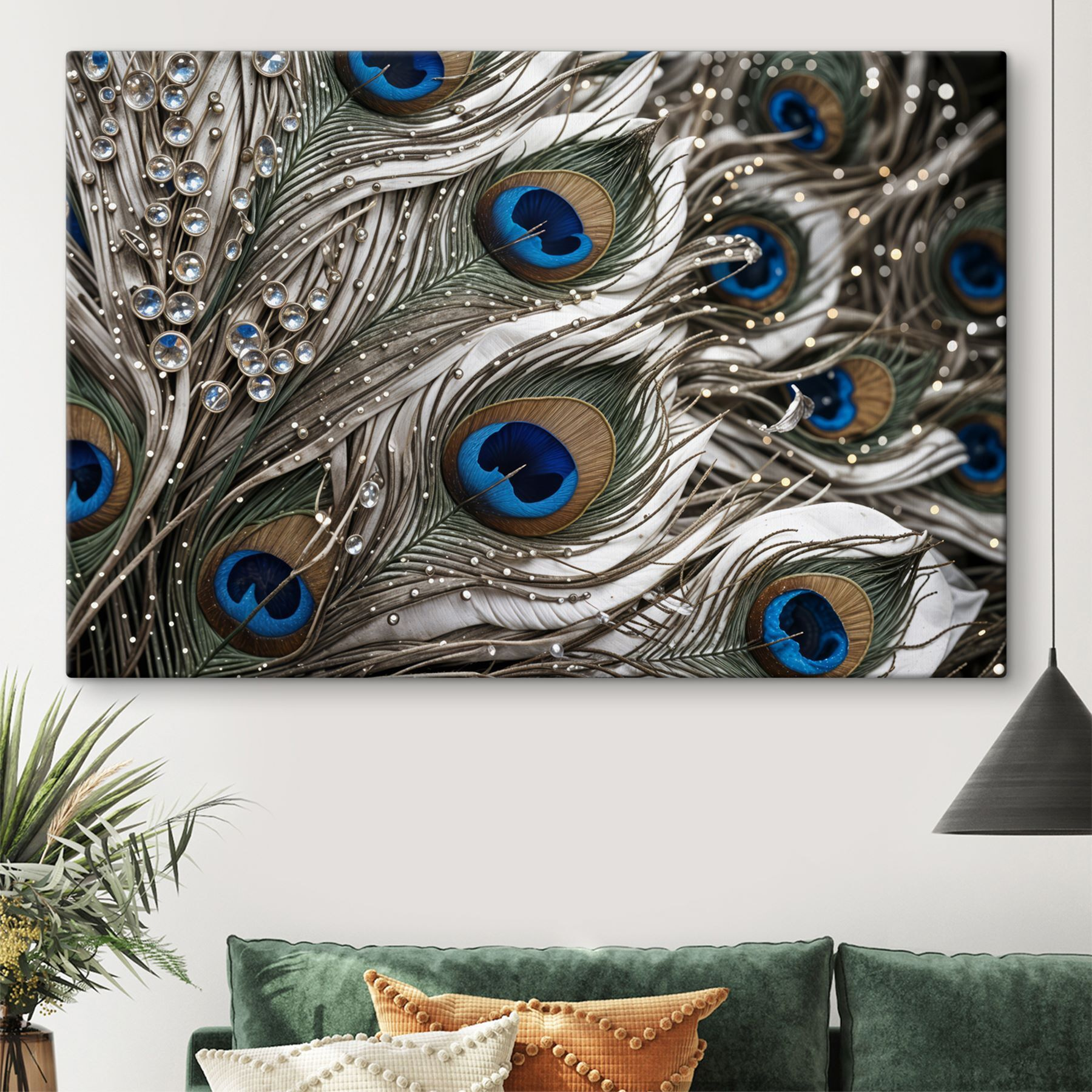 Close up of a peacock feather