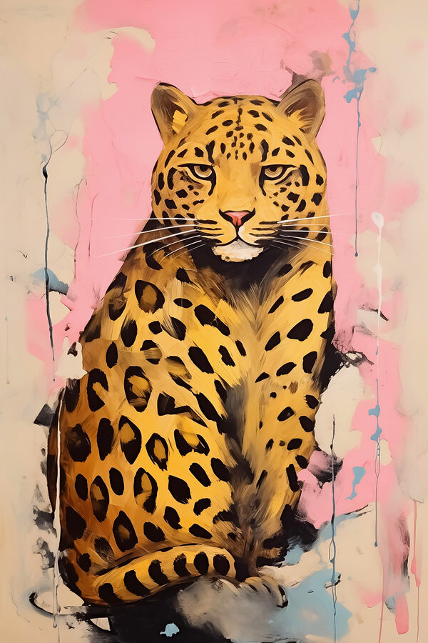 Schilderij van een jachtluipaard Schilderij van een jachtluipaard