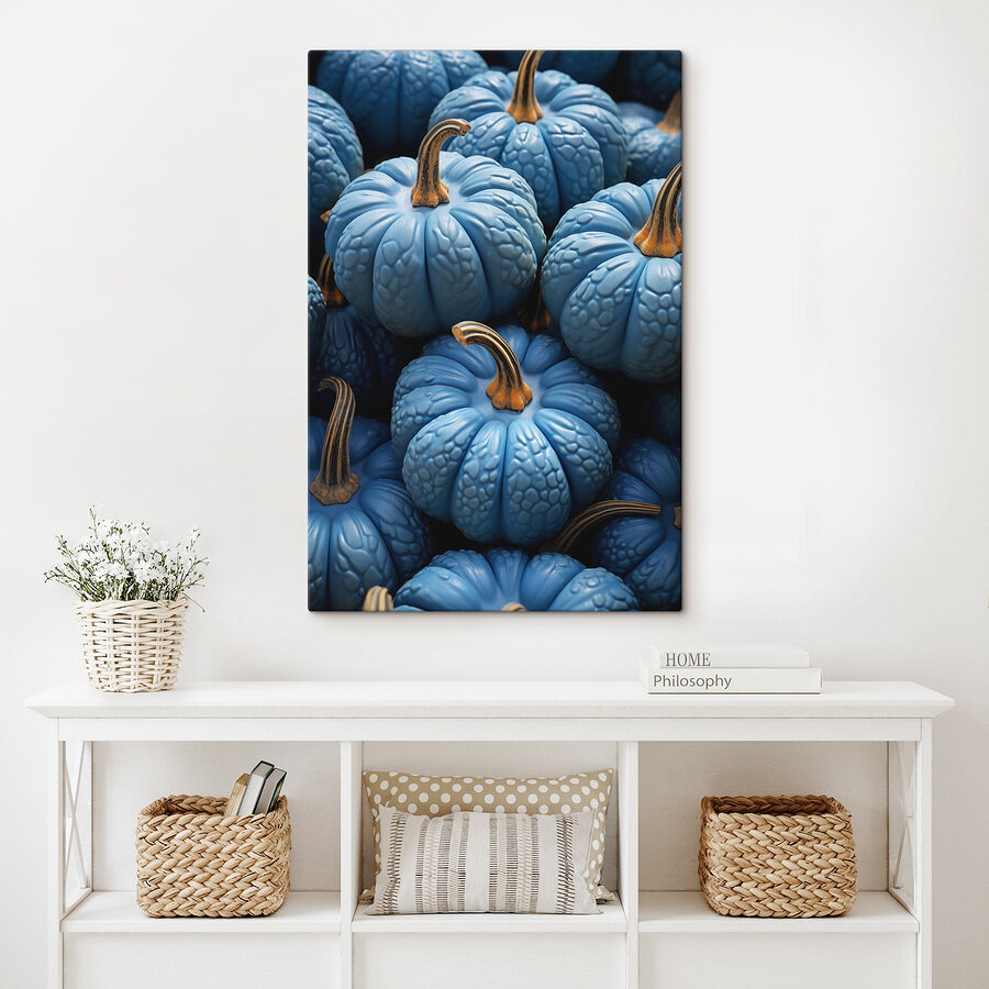 Stapel blauwe pompoenen