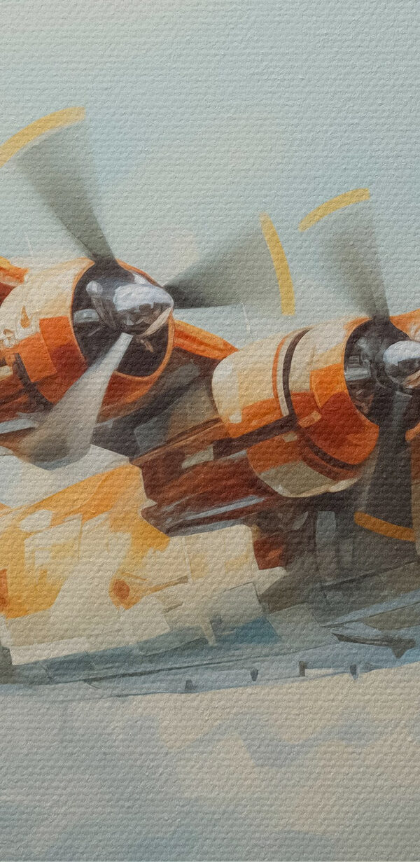 Een oranje en wit vliegtuig vliegend in de lucht Een oranje en wit vliegtuig vliegend in de lucht