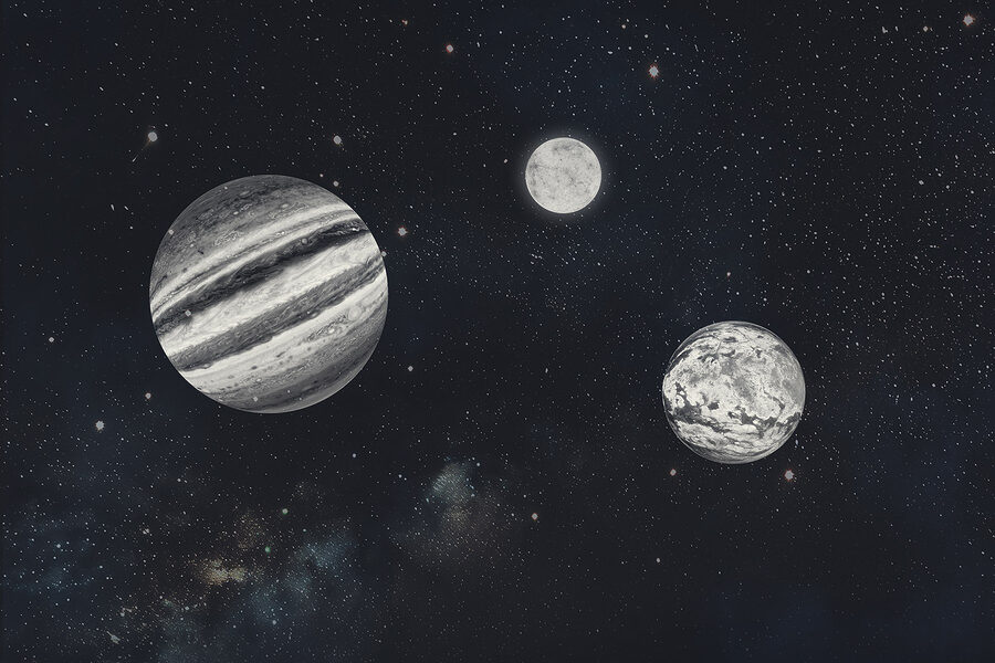 Planeten in de ruimte met sterren
