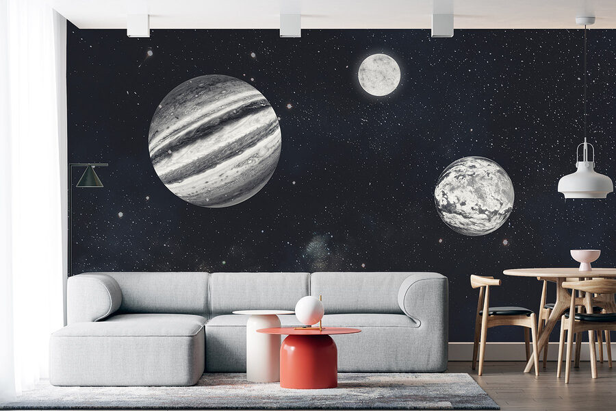 Planeten in de ruimte met sterren