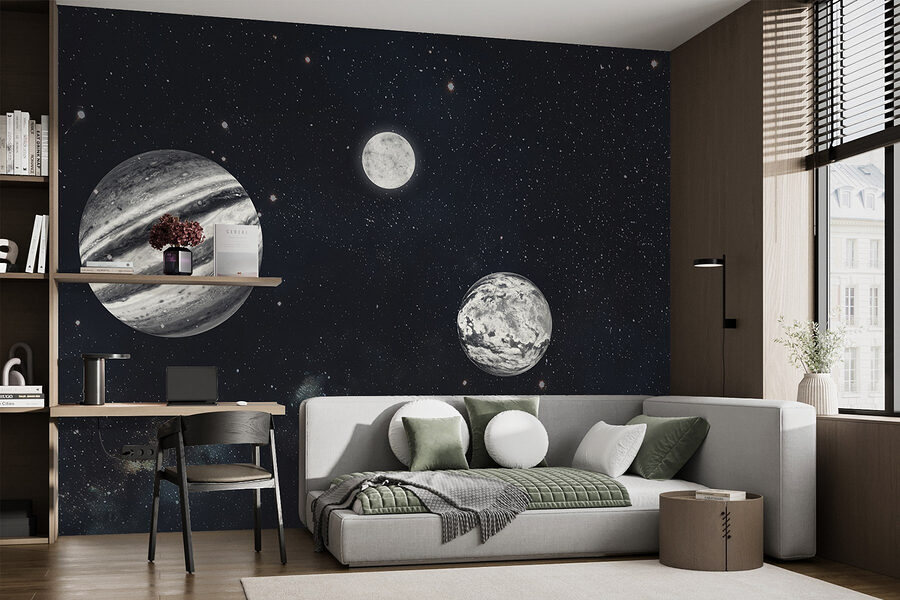 Planeten in de ruimte met sterren