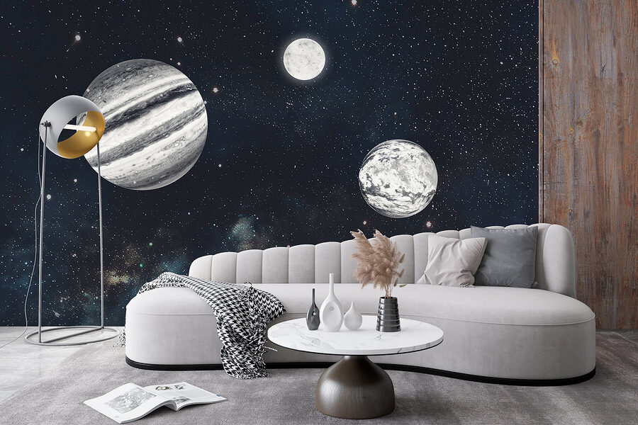 Planeten in de ruimte met sterren