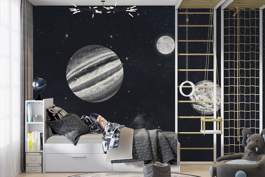 Planeten in de ruimte met sterren
