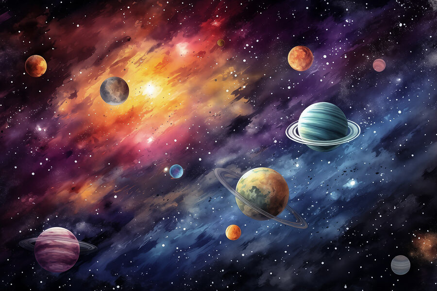 Planeten aan de hemel met planeten