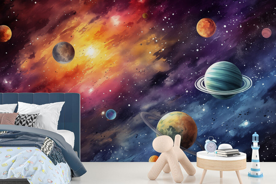 Planeten aan de hemel met planeten