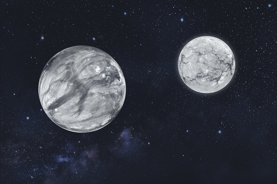 Twee planeten in de ruimte