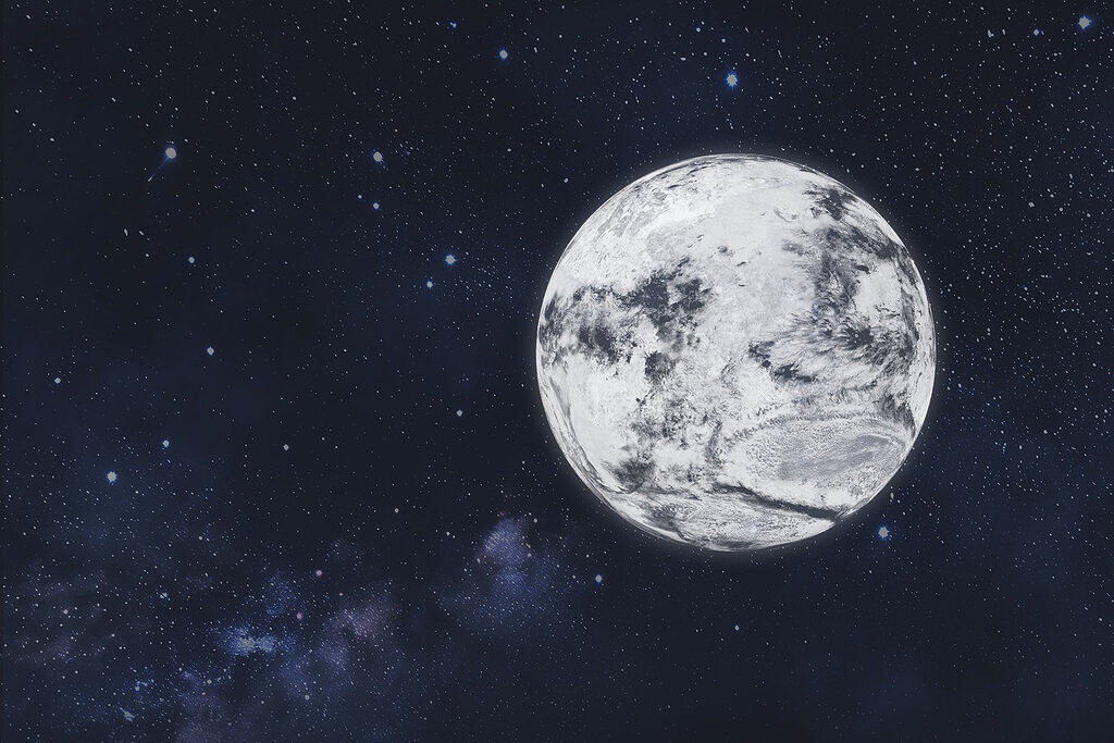 Maan in de ruimte met sterren Maan in de ruimte met sterren