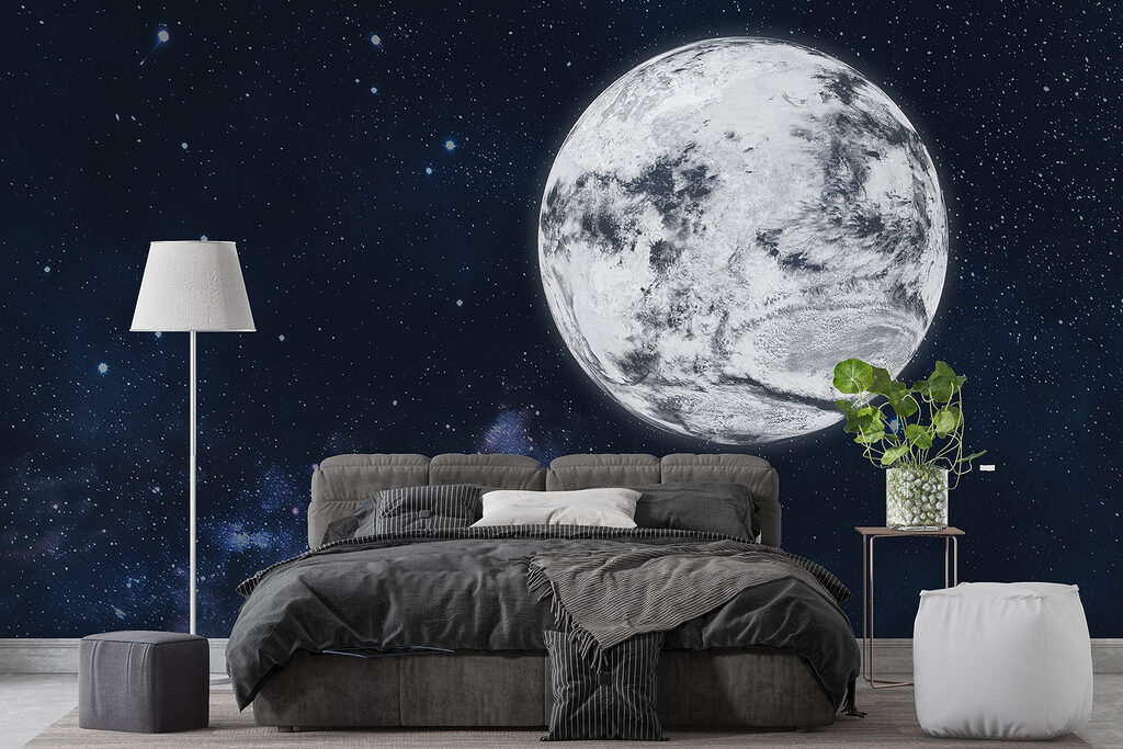 Moon in space with stars Moon in space with stars