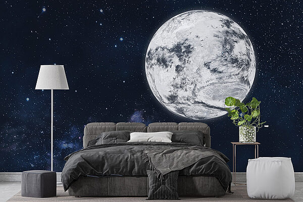 Maan in de ruimte met sterren Maan in de ruimte met sterren