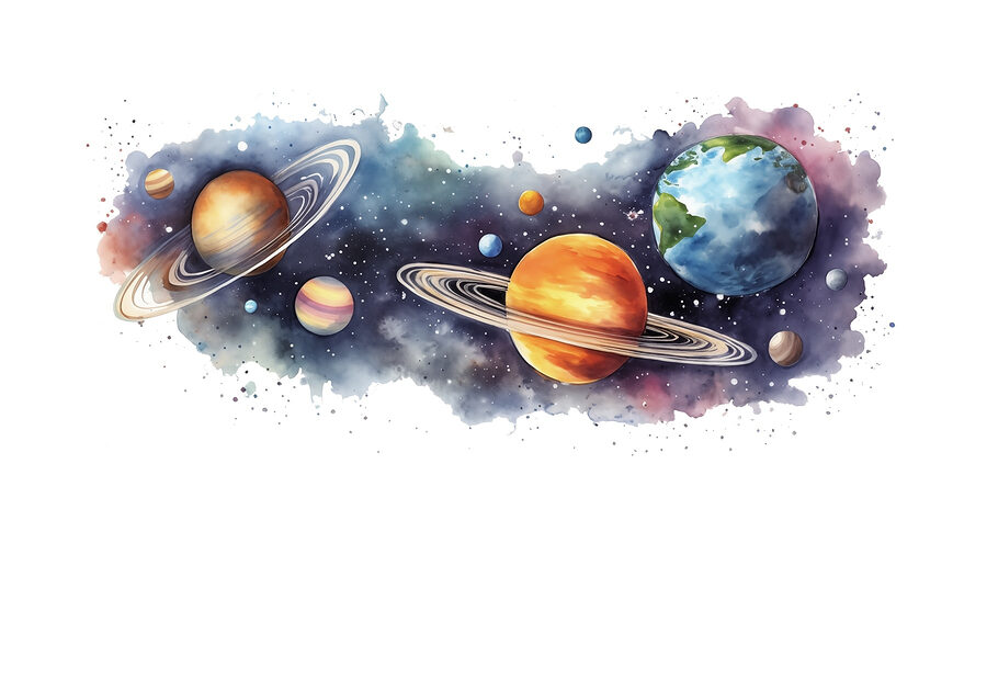 Planeten en sterren in de ruimte