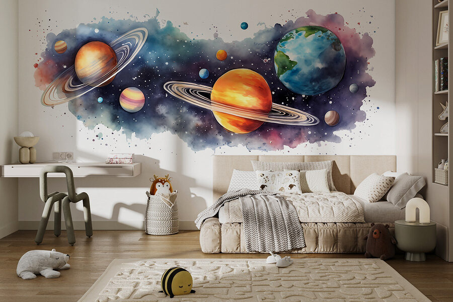Planeten en sterren in de ruimte