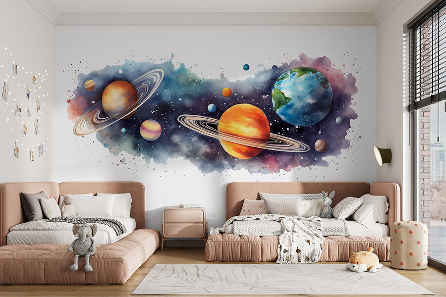 Planeten en sterren in de ruimte