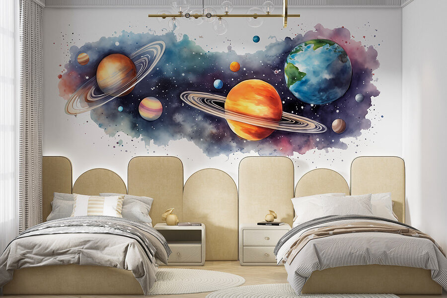 Planeten en sterren in de ruimte