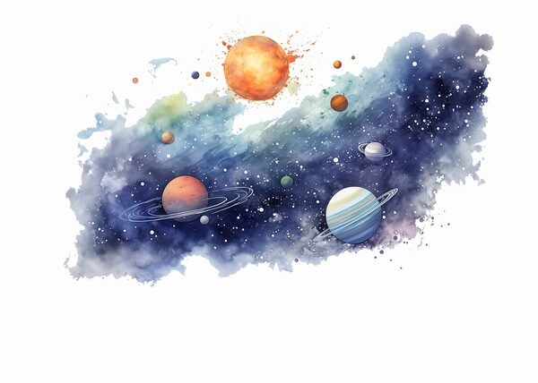 Planeten aan de hemel met planeten Planeten aan de hemel met planeten